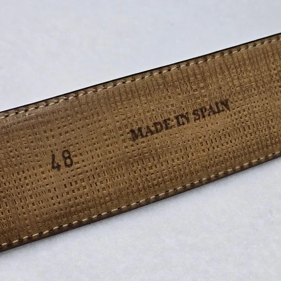 Mezlan Mens Belt Sz 48 Black Leather 8700/35 Brushed Silver Spain Big & Tall - Picture 11 of 16